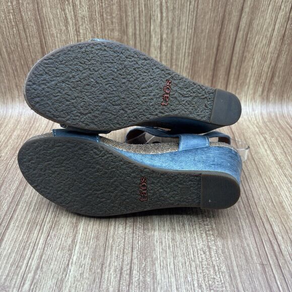 Taos Carousel Wedge Sandals Women's Size EU 36 US 5-5.5 Gray Steel Blue Leather - Picture 6 of 9